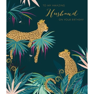 Husband Birthday Card - Leopards