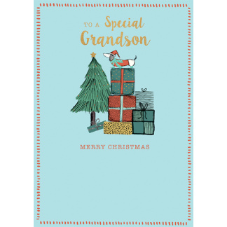 Grandson Christmas Card - Frank Presents