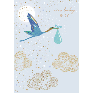 New Baby Card - Stork Blue