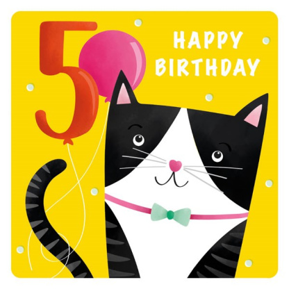 5th Birthday Card - Cat