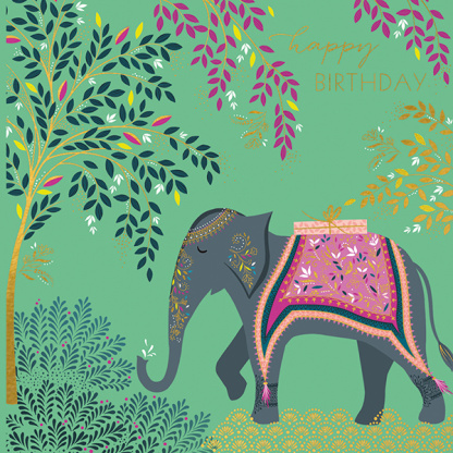 Birthday Card - Decorated Elephant