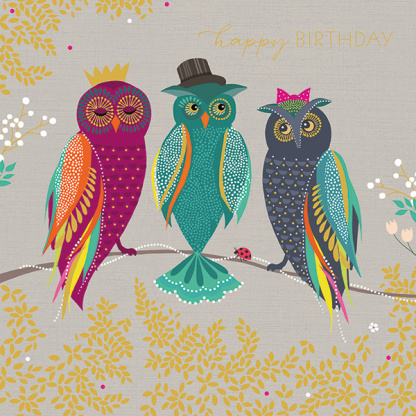 Birthday Card - Owls