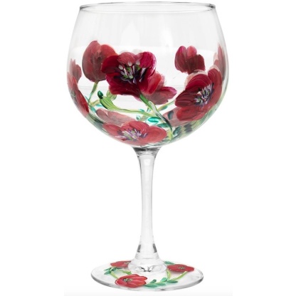 Poppies Painted Gin Glass