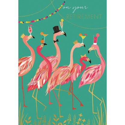 Retirement Card - Flamingo Party