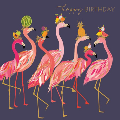 Birthday Card - Flamingo Fruit