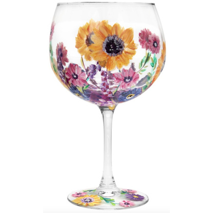 Sunflower Painted Gin Glass