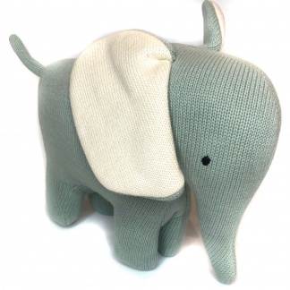 Knitted Organic Cotton Large Teal Elephant Baby Scandi Toy