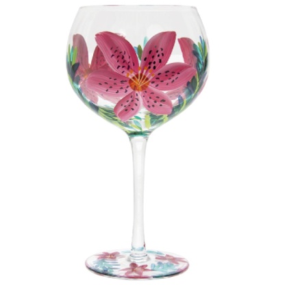 Hand Painted Lily Gin Glass