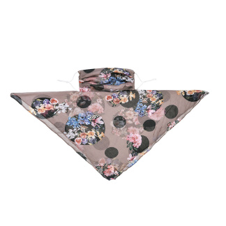 Dot and floral square scarf with earloops