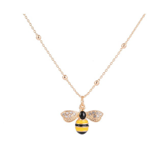 Gold Yellow Bee Short Necklace
