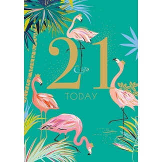 21st Birthday Cards - Flamingo