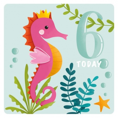 6th Birthday Card - Seahorse