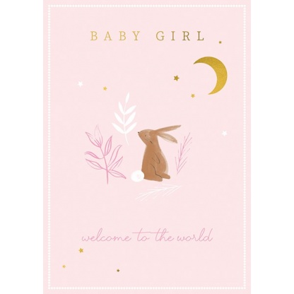 New Baby Card - Baby Girl Welcome to the World