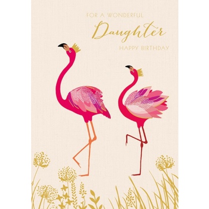Daughter Birthday Card - Flamingos