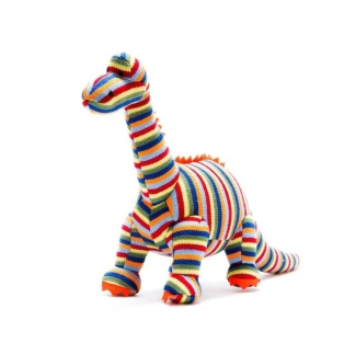 Rainbow Striped Diplodocus Knitted Dinosaur