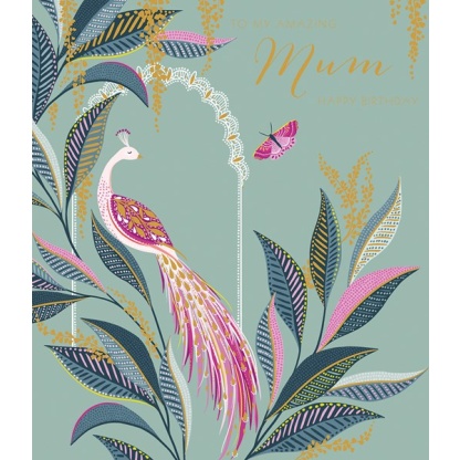 Mum Birthday Card - Peacock
