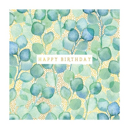 Birthday Card - Green Leaves