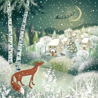 Charity Christmas Card Pack - Fox and Snowy Village