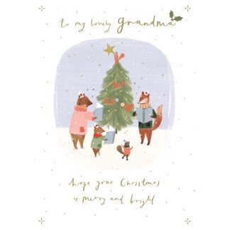 Grandma Christmas Card - Carols Around Tree