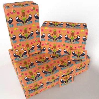 Wrapping Paper - Orange Toucans