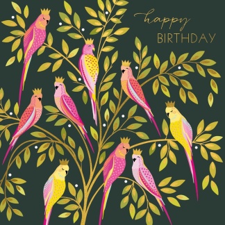 Birthday Card - Pink Parrots