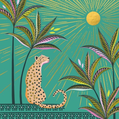 Birthday Card - Cheetah and Sun