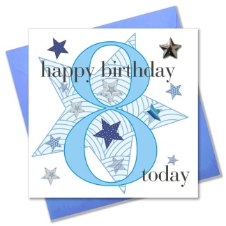 8th Birthday Card - Blue Stars