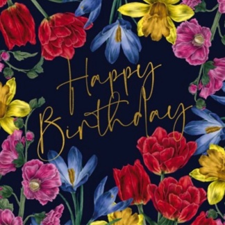 Birthday Card - Navy Floral