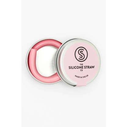 Pink Silicone Straw and Carry Can