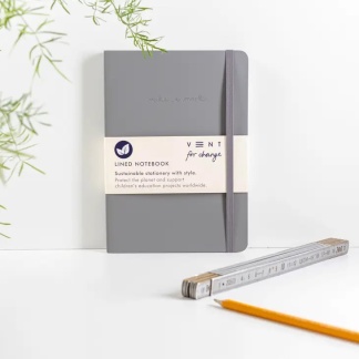 A5 Notebook - Recycled Grey Leather with 100% Sustainable Lined Paper