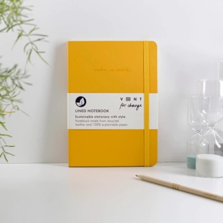 A5 Notebook- Recycled Yellow Leather with 100% Sustainable Lined Paper