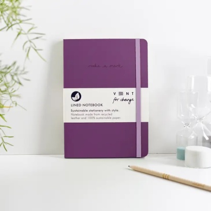 A5 Notebook - Recycled Purple Leather with Lined Paper