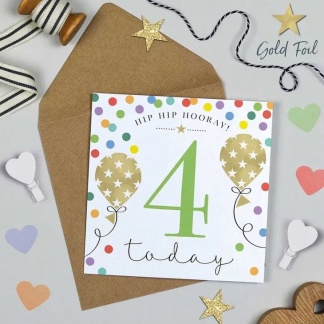 4th Birthday Card - Balloons