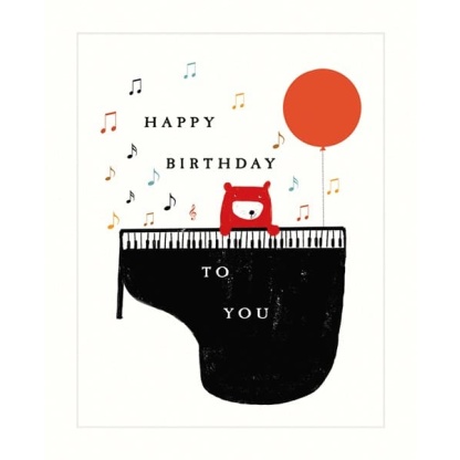 Birthday Card - Bear Playing Piano