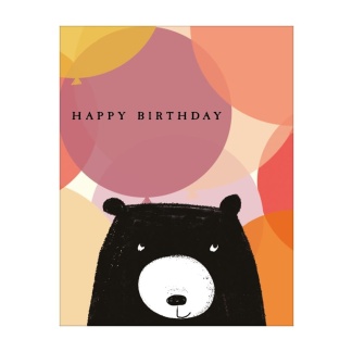 Birthday Card - Bear and Birthday Balloons