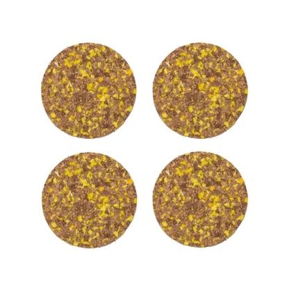 Speckled Round Cork Coasters Set of 4 - Yellow