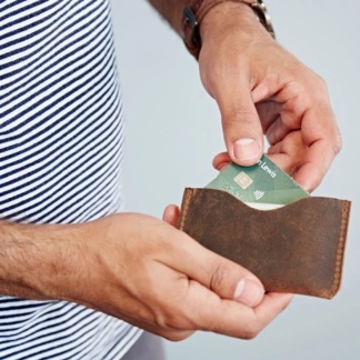 Handmade Brown Buffalo Leather Slim Credit Card Holder