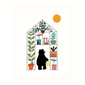 Birthday Card - Bear in Greenhouse