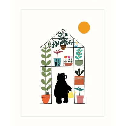 Birthday Card - Bear in Greenhouse