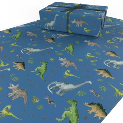 Wrapping Paper - Children’s Blue Dinosaurs