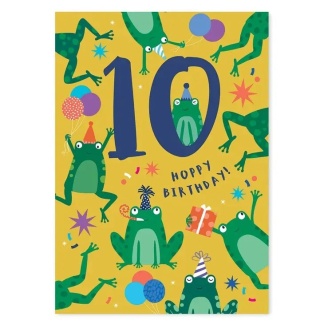 10th Birthday Card - Frogs