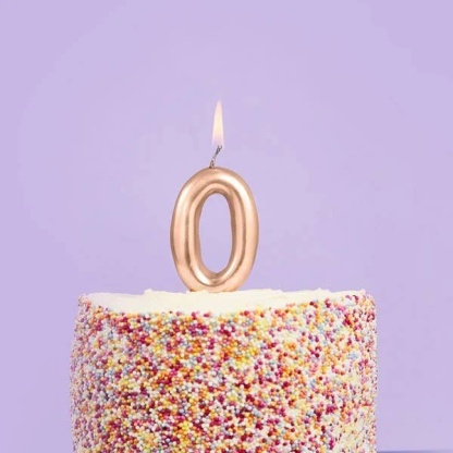 Birthday Candle - Gold Number '0' Candle