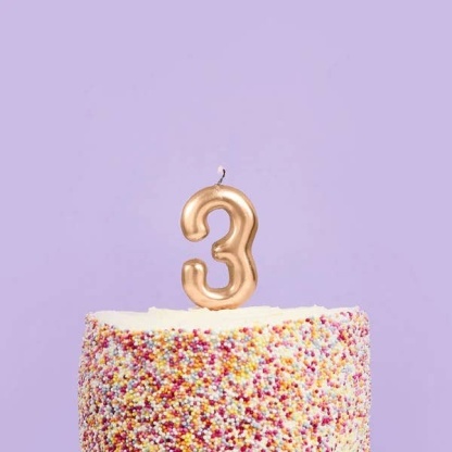 Birthday Candle - Gold Number '3' Candle