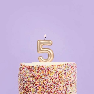 Birthday Candle - Gold Number '5' Candle