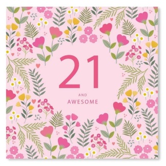 21st Birthday Card - Pink Floral