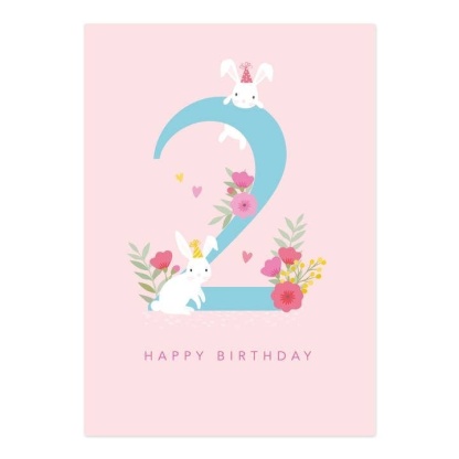 2nd Birthday Card - Rabbit