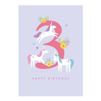 3rd Birthday Card - Unicorn