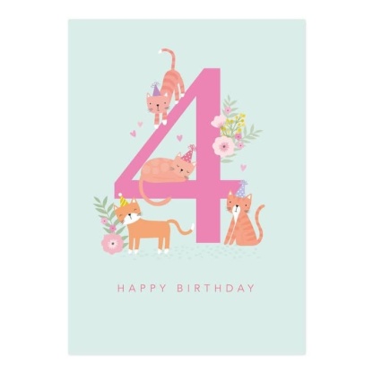 4th Birthday Card - Cats