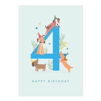 4th Birthday Card - Dogs