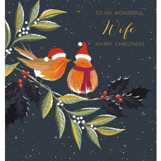 Wife Christmas Card - Robins